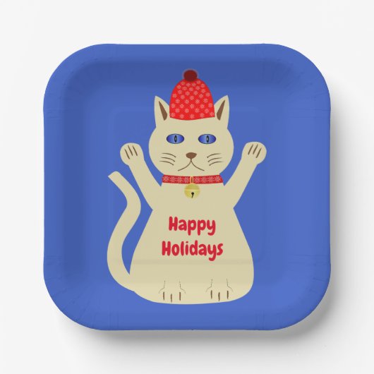Niedliche Weihnachtskatze Custom Pappteller (Vorderseite)