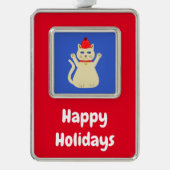 Niedliche Weihnachtskatze Custom Rahmen-Ornament Silber (Vorderseite)