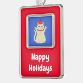 Niedliche Weihnachtskatze Custom Rahmen-Ornament Silber (Links)