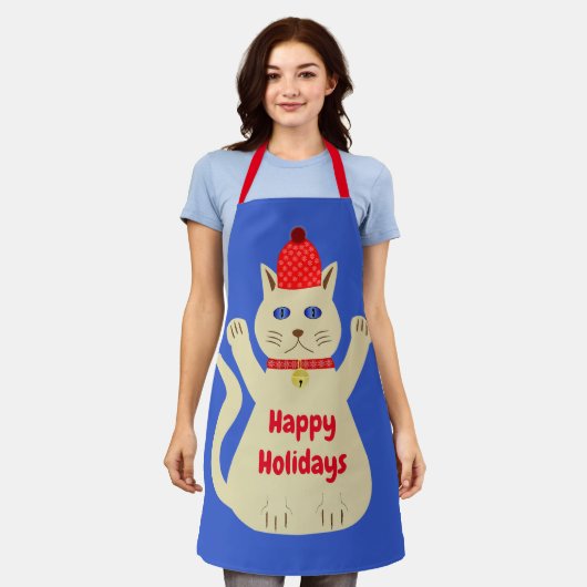 Niedliche Weihnachtskatze Custom Schürze (Getragen)