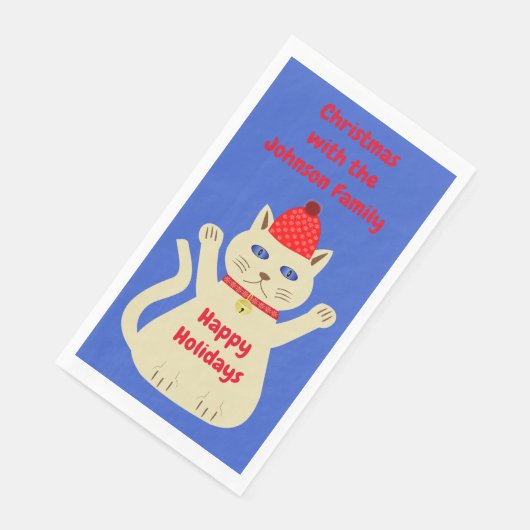 Niedliche Weihnachtskatze Custom Serviette (Ecke)