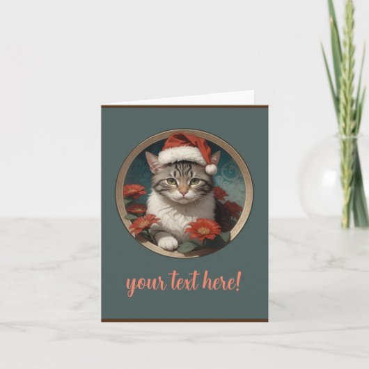 niedliche Weihnachtskatze Dankeskarte (Vorderseite)