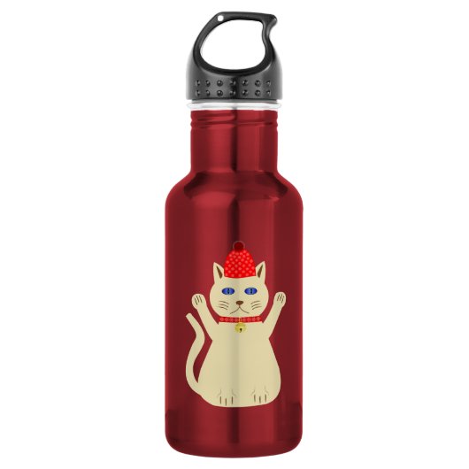 Niedliche Weihnachtskatze Edelstahlflasche (Vorderseite)