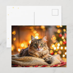 Niedliche Weihnachtskatze Feiertagspostkarte