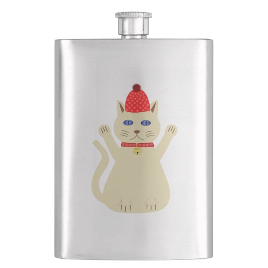Niedliche Weihnachtskatze Flachmann (Vorderseite)