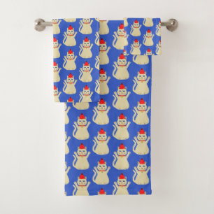 Niedliche Weihnachtskatze Gemustert Badhandtuch Set