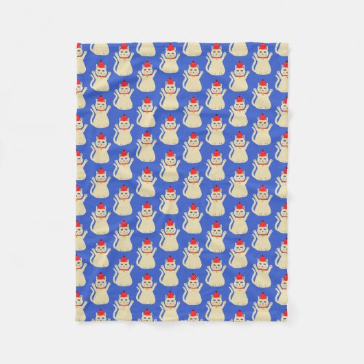 Niedliche Weihnachtskatze Gemustert Fleecedecke (Vorderseite)