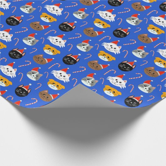 Niedliche Weihnachtskatze Gemustert Geschenkpapier (Ecke)