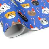 Niedliche Weihnachtskatze Gemustert Geschenkpapier (Rolleneckpunkt)