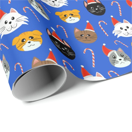 Niedliche Weihnachtskatze Gemustert Geschenkpapier (Rolleneckpunkt)
