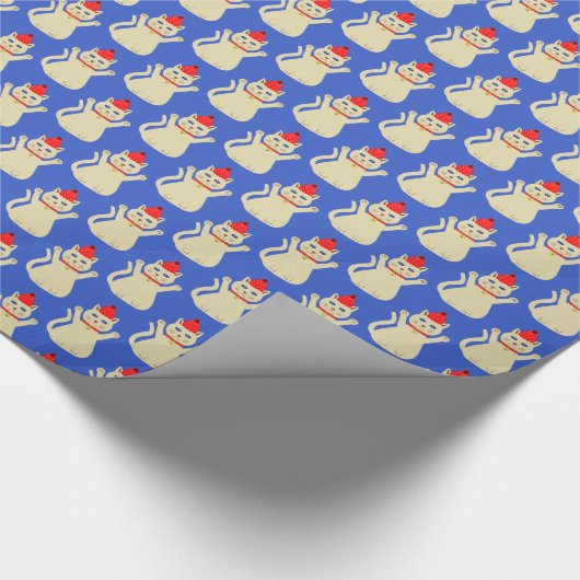 Niedliche Weihnachtskatze Gemustert Geschenkpapier (Ecke)
