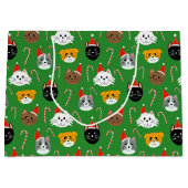 Niedliche Weihnachtskatze Gemustert Große Geschenktüte (Vorderseite)