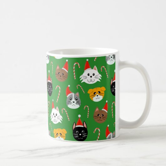 Niedliche Weihnachtskatze Gemustert Kaffeetasse (Rechts)