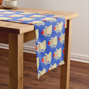 Niedliche Weihnachtskatze Gemustert Kurzer Tischläufer