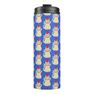 Niedliche Weihnachtskatze Gemustert Thermosbecher