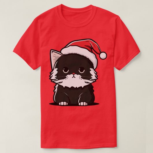 Niedliche Weihnachtskatze Geschenk Funny Katze Wei T-Shirt (Design vorne)