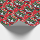 Niedliche Weihnachtskatze Geschenkpapier (Ecke)