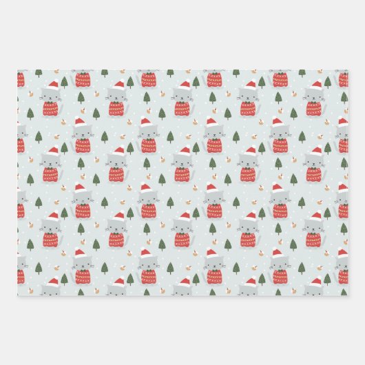 Niedliche Weihnachtskatze Geschenkpapier Set (Vorderseite 2)