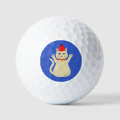 Niedliche Weihnachtskatze Golfball (Vorderseite)