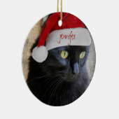 Niedliche Weihnachtskatze, grün hinten, personalis Keramikornament (Rechts)