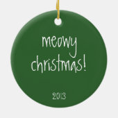 Niedliche Weihnachtskatze, grün hinten, personalis Keramikornament (Hinten)