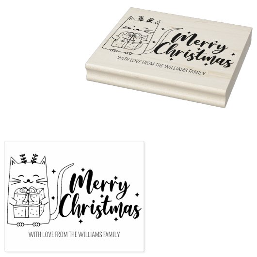 Niedliche Weihnachtskatze Gummistempel (Stempel)