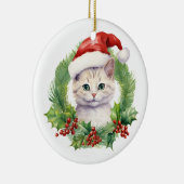 Niedliche Weihnachtskatze in einer Weihnachtsmannm Keramik Ornament (Rechts)