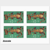 Niedliche Weihnachtskatze in Lights Rechteckiger Aufkleber (Blatt)