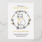 Niedliche Weihnachtskatze in Scarf Folien Feiertagskarte (Vorderseite)