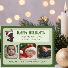 Niedliche Weihnachtskatze - individuell anpassbare Postkarte