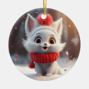 Niedliche Weihnachtskatze Keramik Ornament