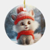 Niedliche Weihnachtskatze Keramik Ornament (Hinten)