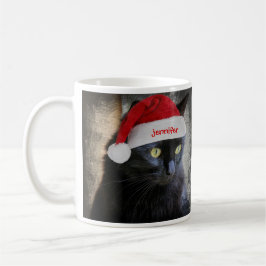 Niedliche Weihnachtskatze, kundengebundener w-Name Kaffeetasse