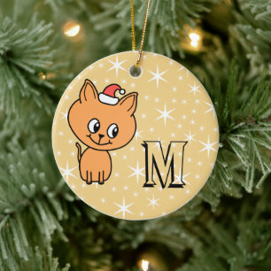 Niedliche Weihnachtskatze, kundenspezifisches Mono Keramik Ornament