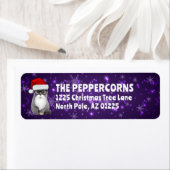 Niedliche Weihnachtskatze Lila Rücksendeadresse (Insitu)