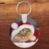 Niedliche WeihnachtsKatze lügt Schlüsselanhänger (Vorderseite)