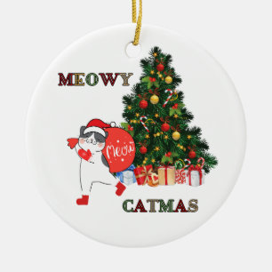 Niedliche Weihnachtskatze Meowy Catmas Keramik Ornament
