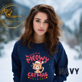 Niedliche Weihnachtskatze Meowy Weihnachtskatze Sweatshirt