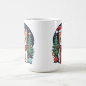 Niedliche Weihnachtskatze mit Bäumen Kaffeetasse (Mittel)
