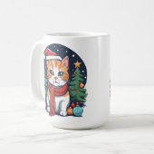 Niedliche Weihnachtskatze mit Bäumen Kaffeetasse (Vorderseite Links)
