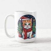 Niedliche Weihnachtskatze mit Bäumen Kaffeetasse (Links)