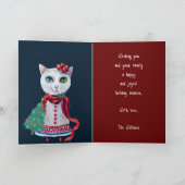 Niedliche Weihnachtskatze mit benutzerdefiniertem Ankündigung (Innenseite)
