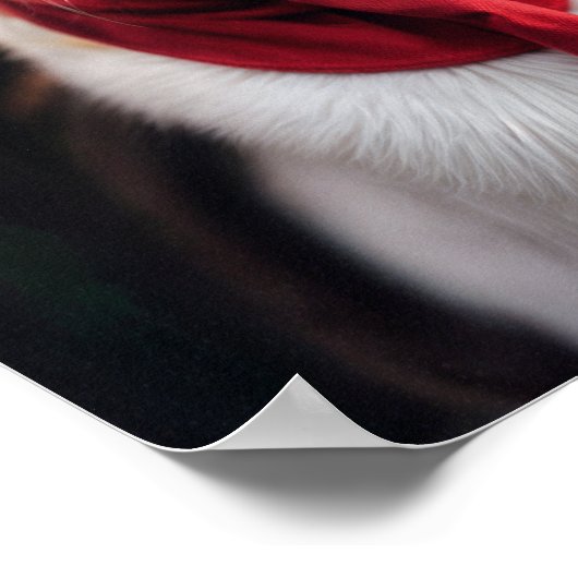 Niedliche Weihnachtskatze mit Bogen Poster (Ecke)