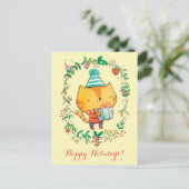 Niedliche Weihnachtskatze mit großer Geschenkboxen Feiertagspostkarte (Stehend Vorderseite)