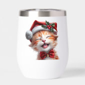 Niedliche Weihnachtskatze mit Weihnachtsmannmütze  (Rückseite)