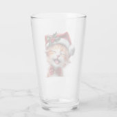 Niedliche Weihnachtskatze mit Weihnachtsmannmütze  Glas (Rückseite)