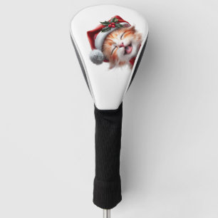 Niedliche Weihnachtskatze mit Weihnachtsmannmütze Golf Headcover