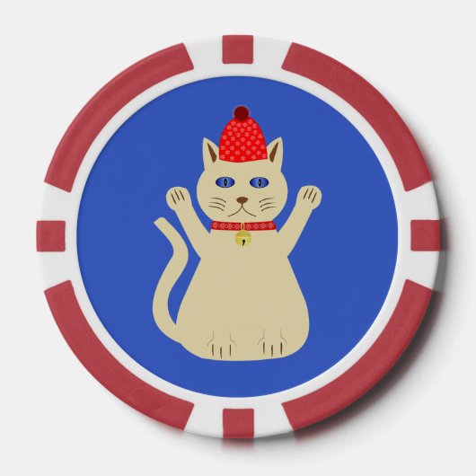 Niedliche Weihnachtskatze Pokerchips (Vorderseite)