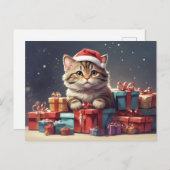 niedliche Weihnachtskatze Postkarte (Vorne/Hinten)