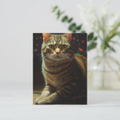 Niedliche Weihnachtskatze Postkarte (Stehend Vorderseite)